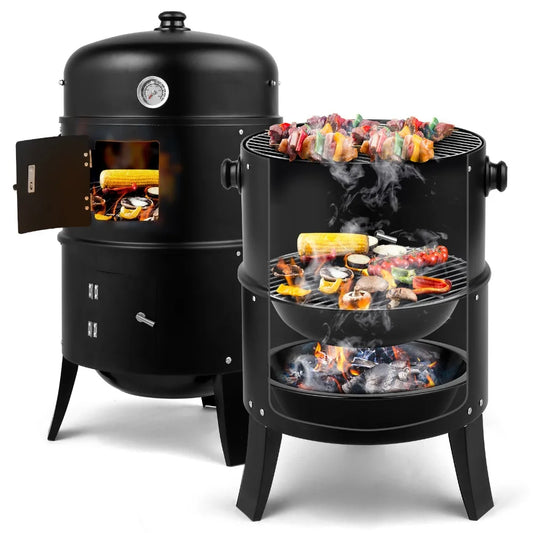 80*41*48cm Iron Adjustable Barrel Grill, with Built-in Thermometer