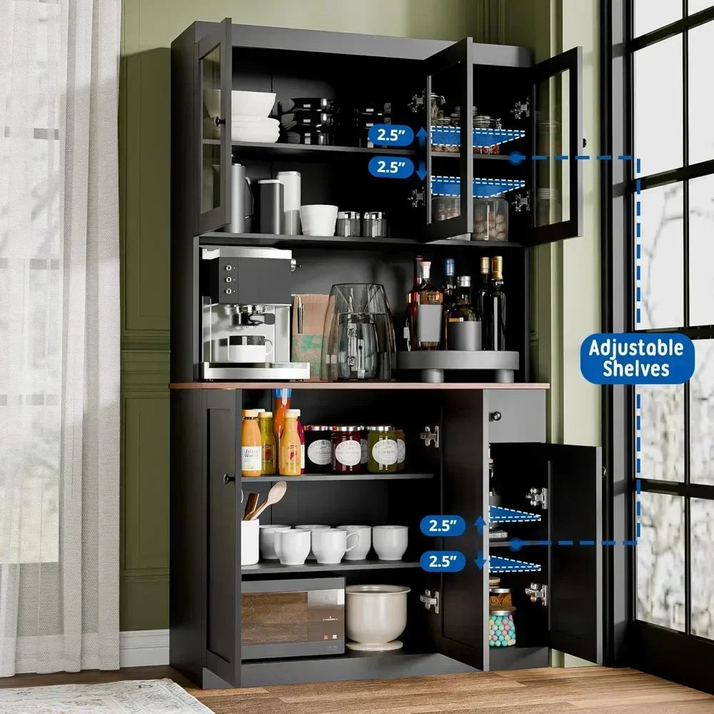 Tall Kitchen Pantry Cabinet with Microwave Shelf