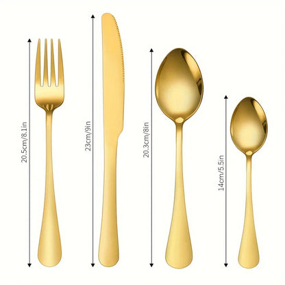24pcs Elegant Stainless Steel Black Flatware Set.