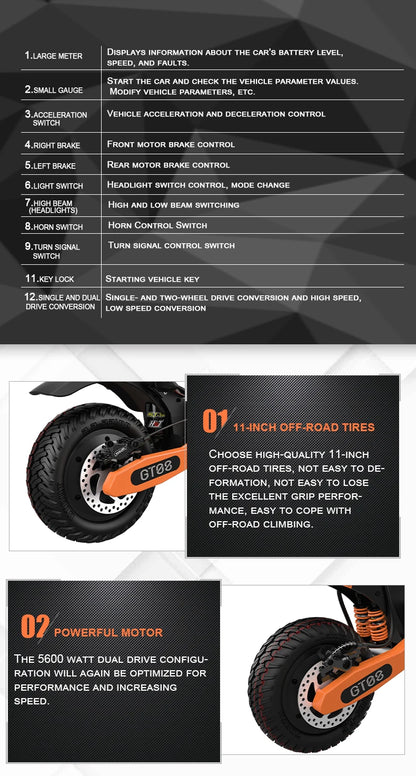5600W Adult Electric Scooter Dual Motor Top Speed 46MPH