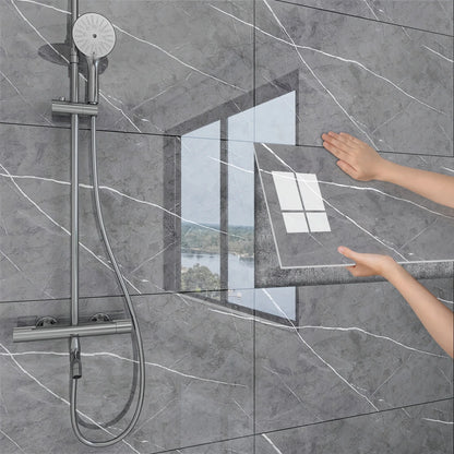 20/40pcs Glossy Marble Pattern Self-Adhesive Wall Panels