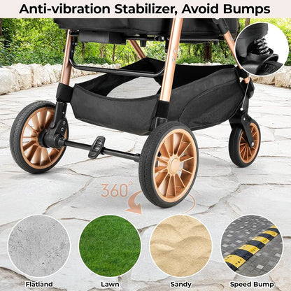 360° Rubber Wheels and Shock Absorption Dog Buggy