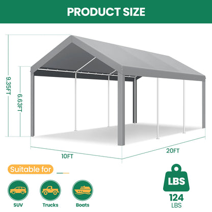 10x20 Heavy Duty Upgrade Waterproof Protected Carport