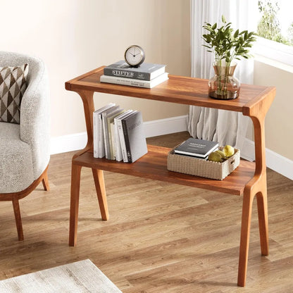2-layer ultra-thin sofa side table with storage rack