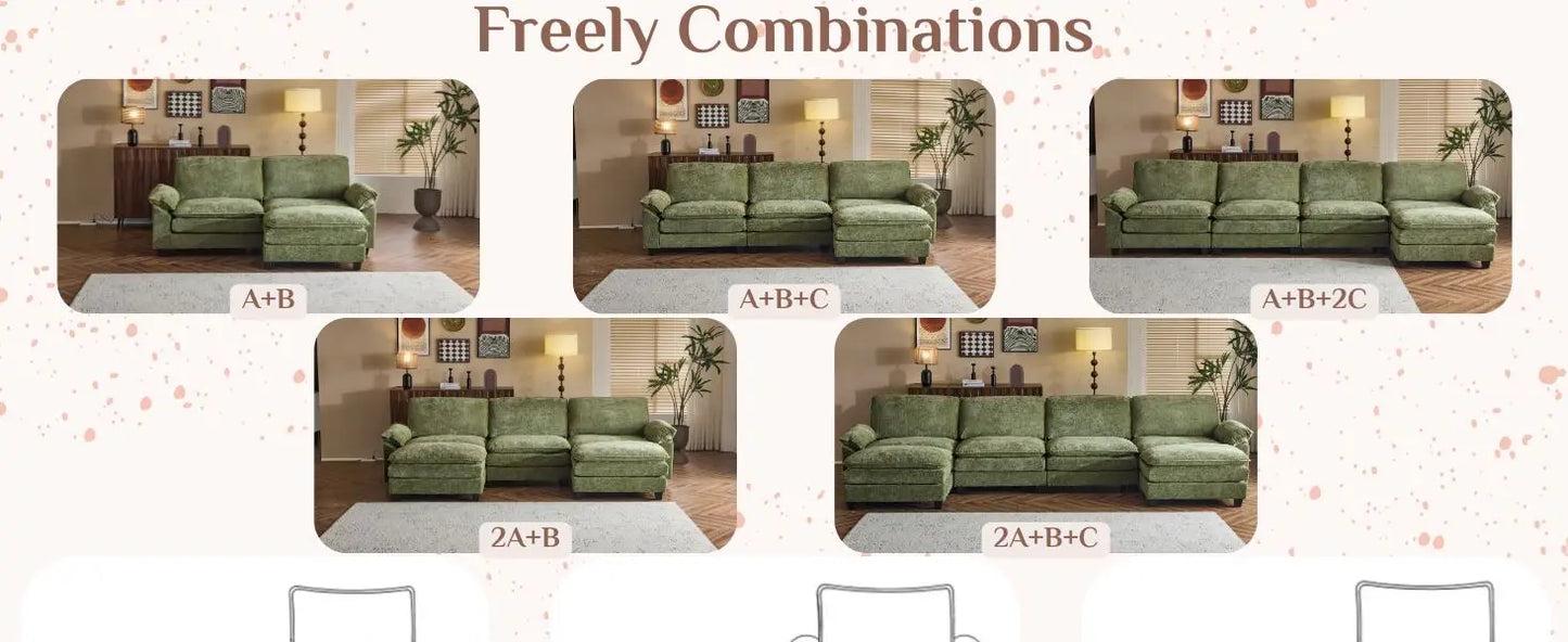 Beautiful Modern Sofa with Ottoman and Slipcover