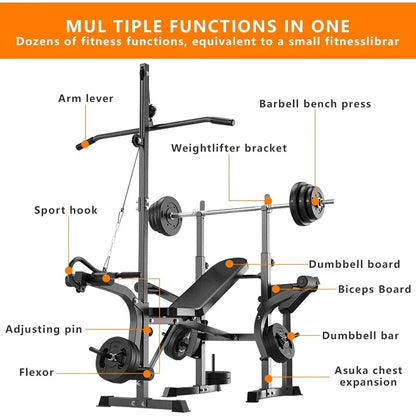 600lbs 6 in 1 Adjustable Weight Bench Set with Leg Extension