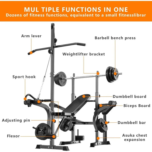 600lbs 6 in 1 Adjustable Weight Bench Set with Leg Extension