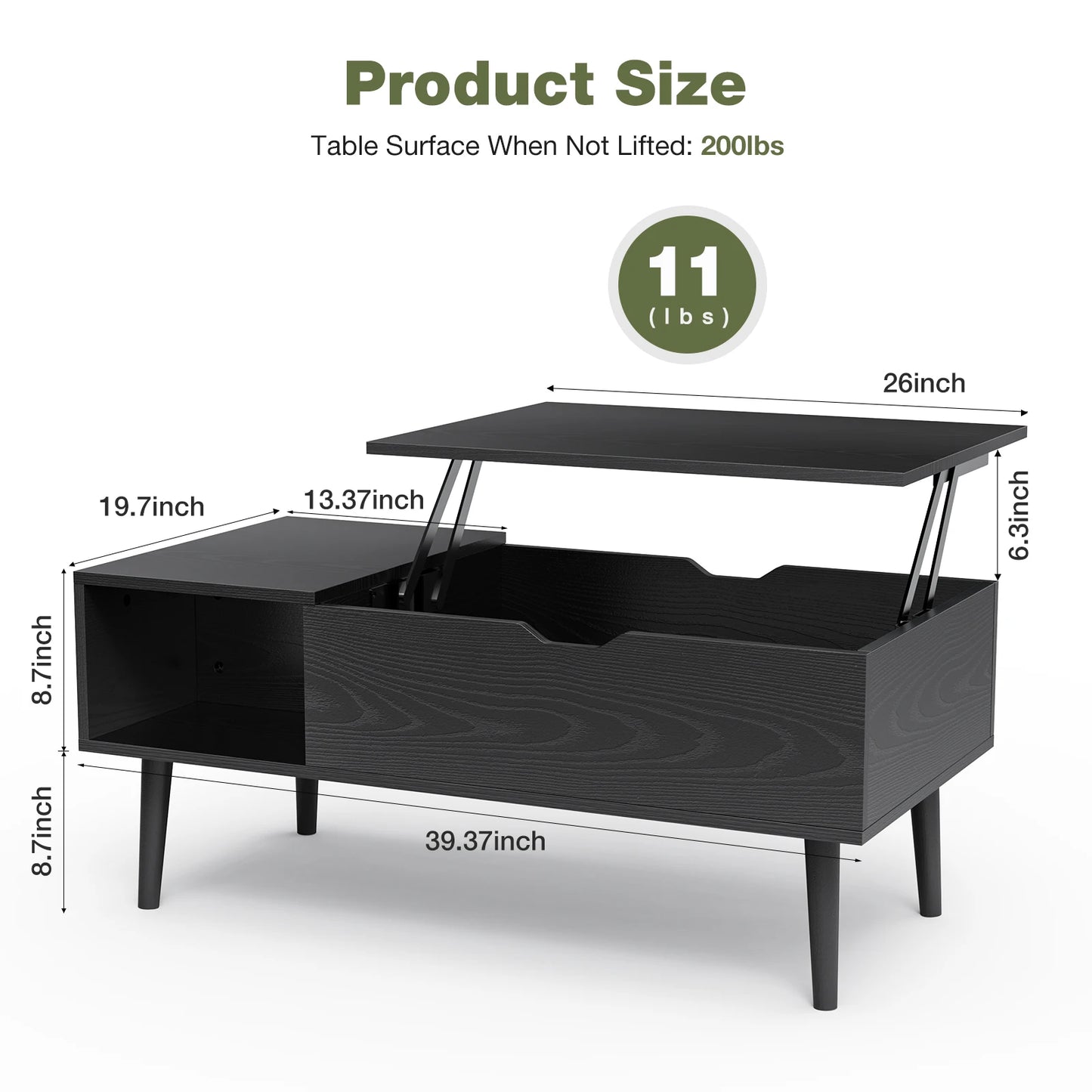 39.37"x19.7" Easy Lift Top Coffee Tables