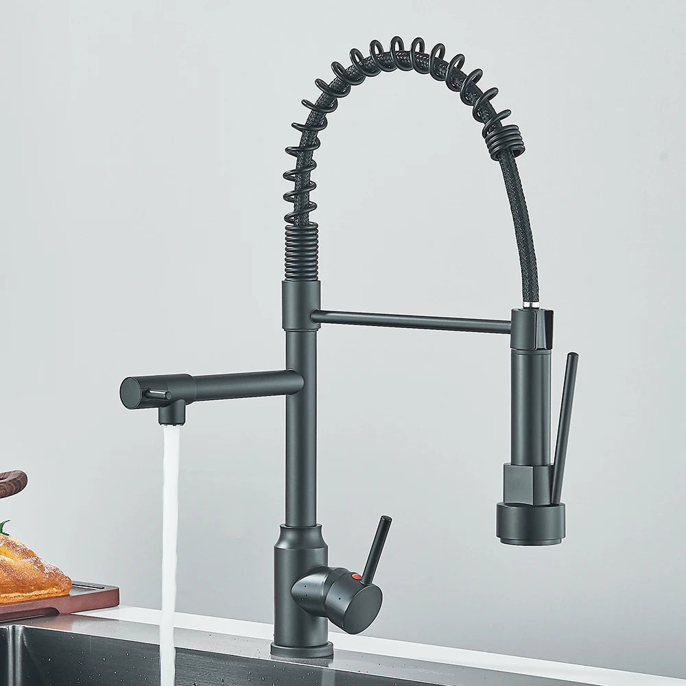 Pull Down Spring Kitchen Faucet Single Lever