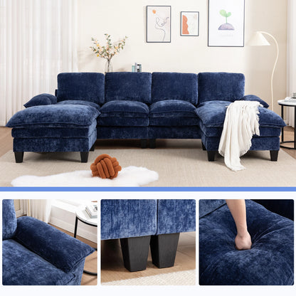 122-Inch 6-seats Double Foam Cushion Convertible Sectional