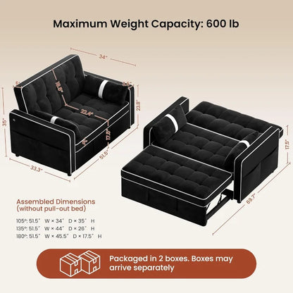 Sofa Bed Convertible Sleeper with USB Charging