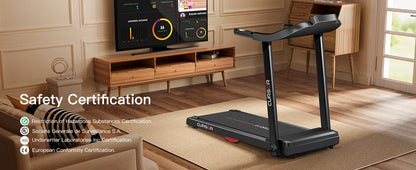 2.5 HP Quite Brushless, Folding Treadmill with Pulse Sensors