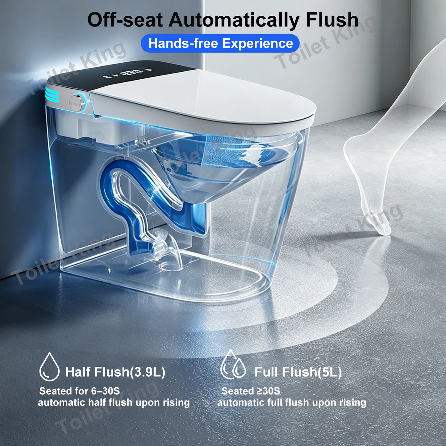Smart Toilet with Built-in Bidet, AUTO Open/Close