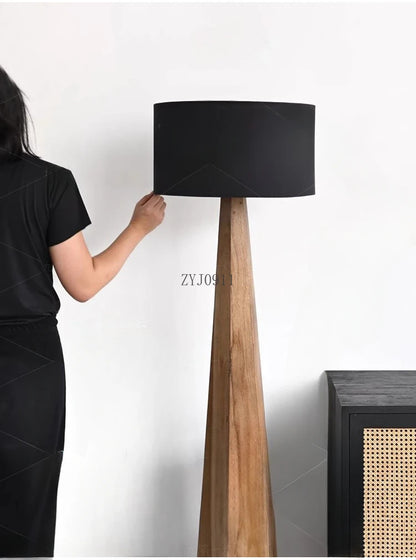 Solid wood floor lamp