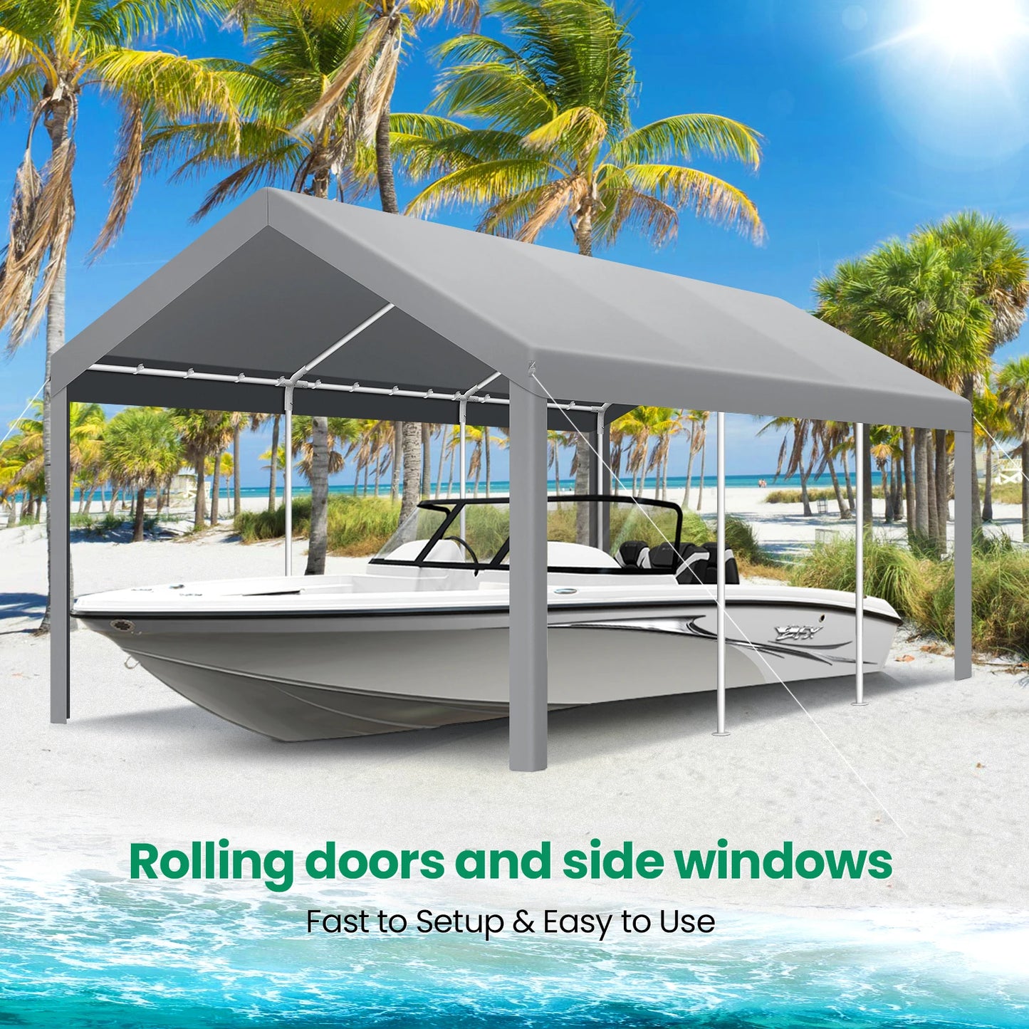 10x20 Heavy Duty Upgrade Waterproof Protected Carport