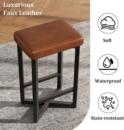 2PCS 24" Bar Stools with Metal X-Frame