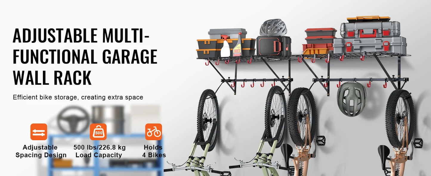 500 lbs. Bike Storage Rack with Adjustable 2 Shelves