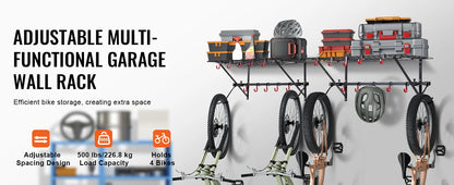 500 lbs. Bike Storage Rack with Adjustable 2 Shelves