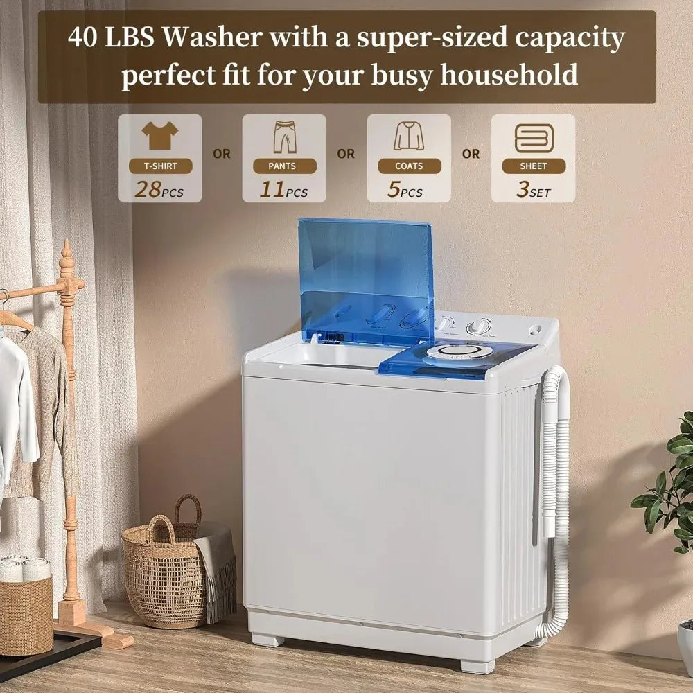 Compact Portable Twin Tub Washing Machine Combo
