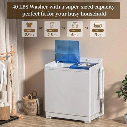 Compact Portable Twin Tub Washing Machine Combo