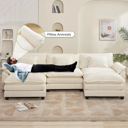 120" Modular Sectional Sofa, with Ottoman