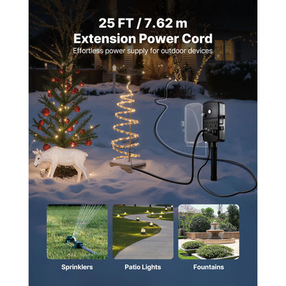 25FT Outdoor Power Stake Extension Cord