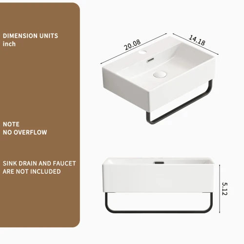 Small Wall Mount Bathroom Sink with Faucet Hole