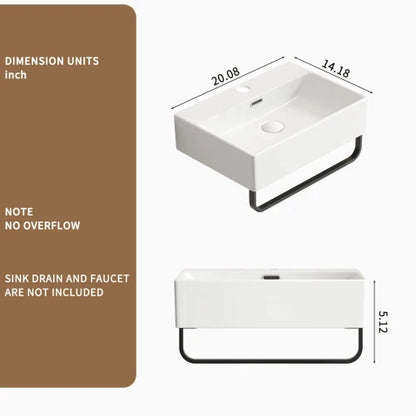 Small Wall Mount Bathroom Sink with Faucet Hole