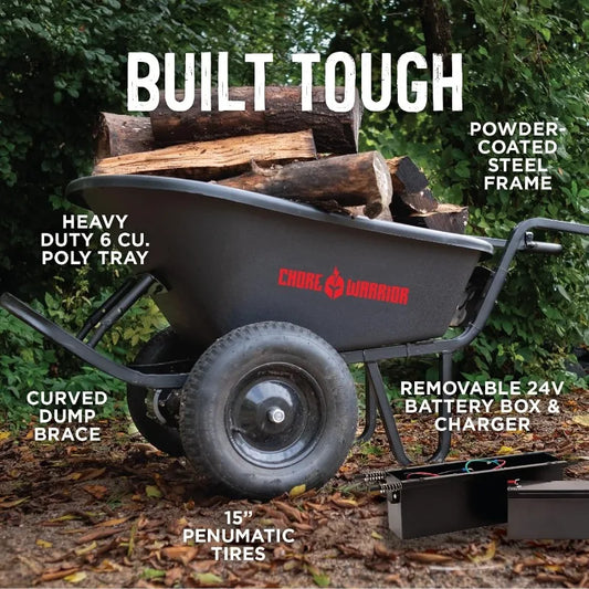 Electric Wheelbarrow 350LB Capacity, & 8H Battery Life