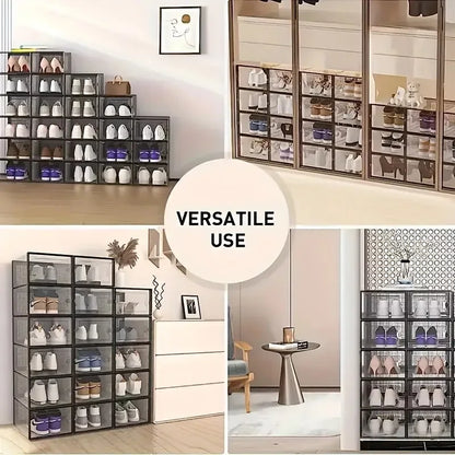 12-Pack Transparent Plastic Stackable Shoe Storage Boxes
