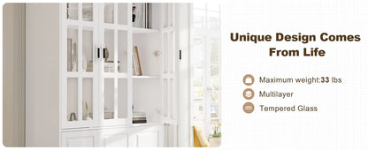 78.7" Tall Kitchen Pantry Storage Cabinet with Glass Doors