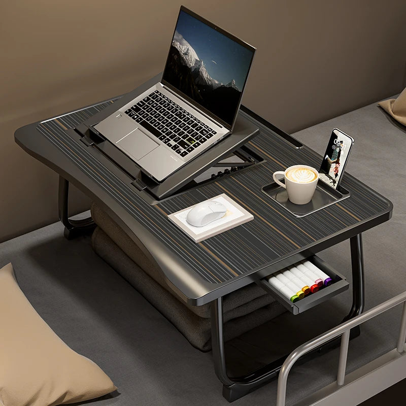 Foldable laptop desk with sturdy desk drawers