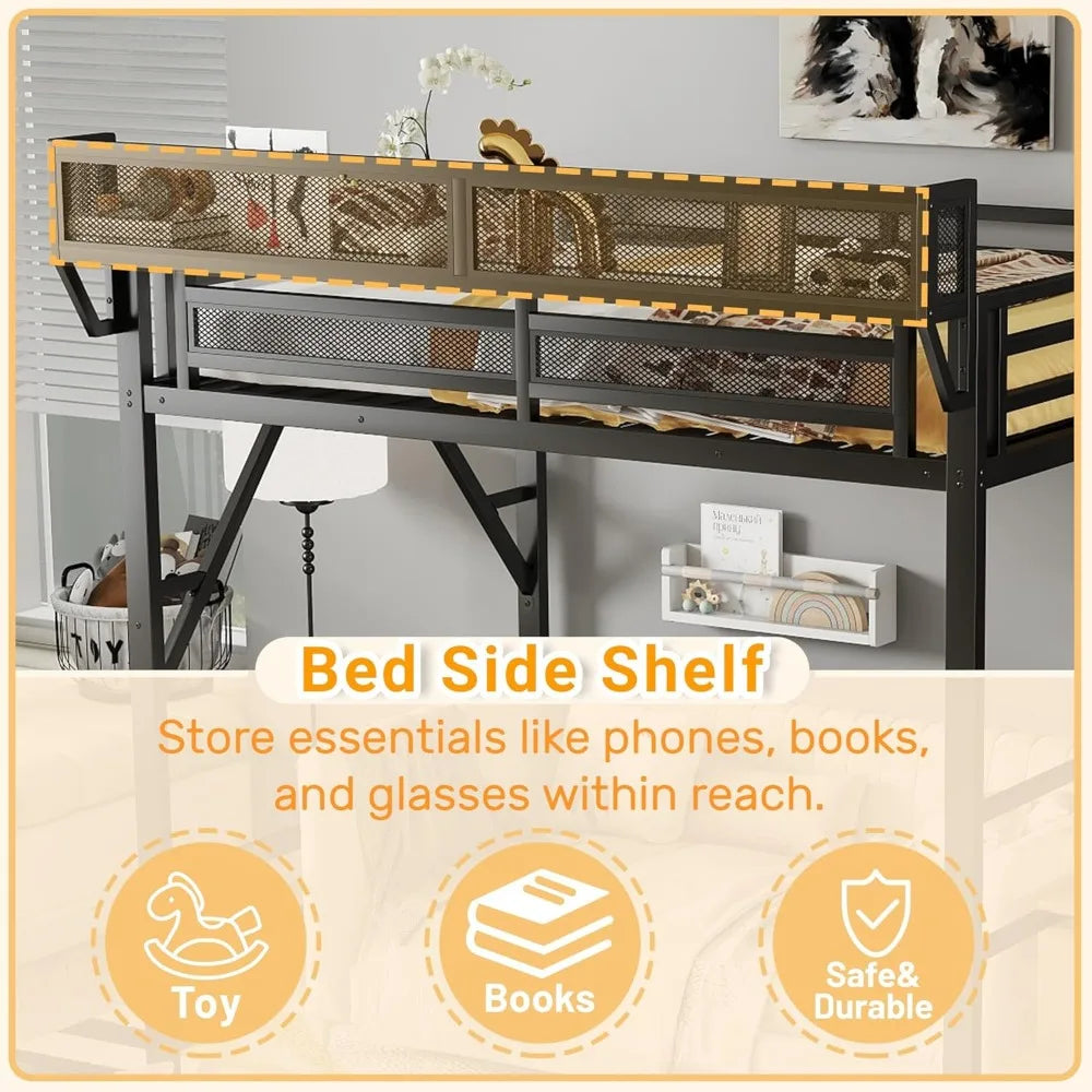 Full Size Loft Bed with Stairs and large Storage Under-Bed Space