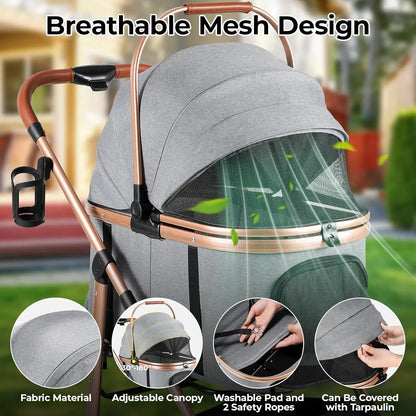 360° Rubber Wheels and Shock Absorption Dog Buggy
