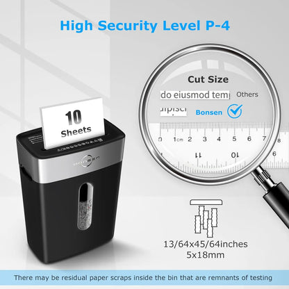 10-Sheet Cross-Cut Home Office Shredder P-4 Security.