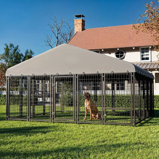 10X10FT Outside Heavy-Duty Outdoor Dog Cage with Roof and Double Lock