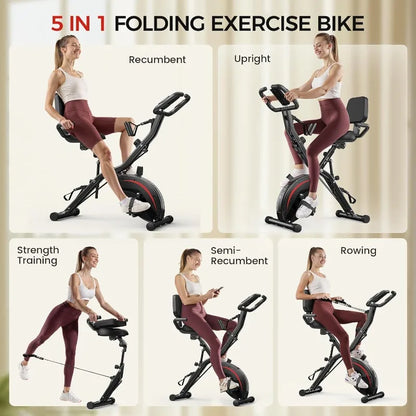 5 IN 1 Stationary Bike 6.6 LBS Flywheel Exercise Bike
