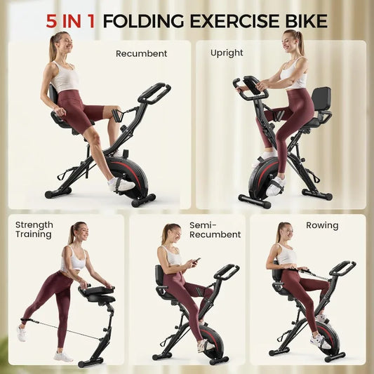 5 IN 1 Stationary Bike 6.6 LBS Flywheel Exercise Bike