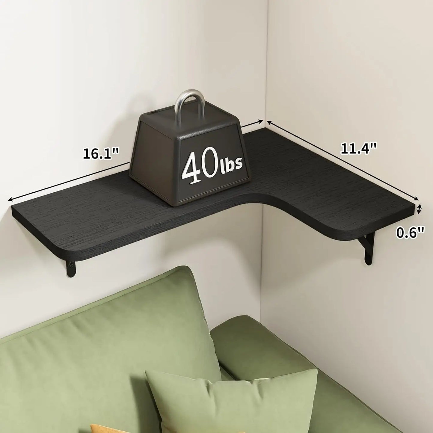 Set of 5, Floating Corner Shelves Wall Mounts