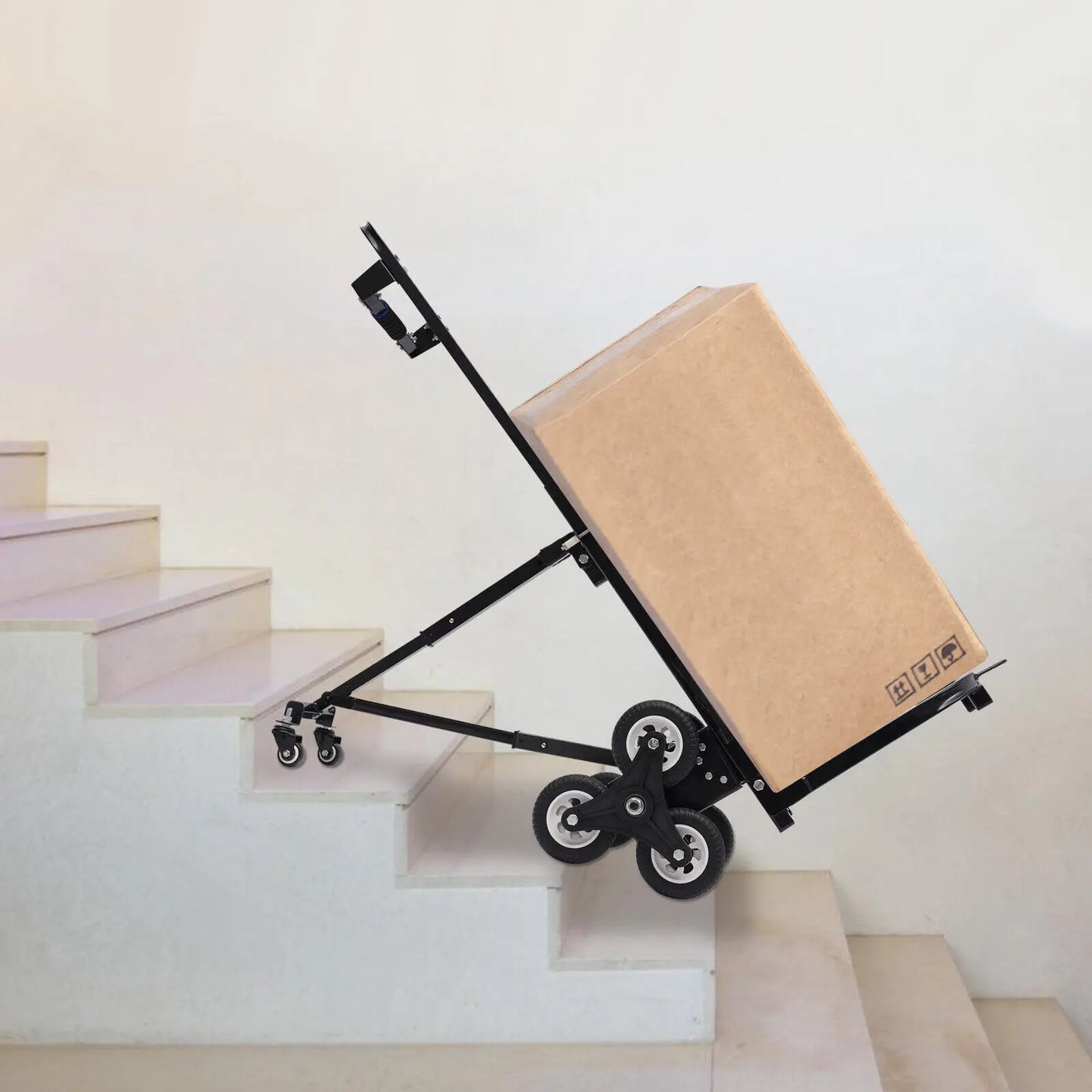 460lbs Black Stair Climbing Cart, 29-45in Height
