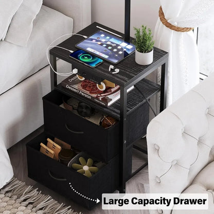 Floor Lamp with Table & 2 Drawers with 3 Color Temperature Led Bulb