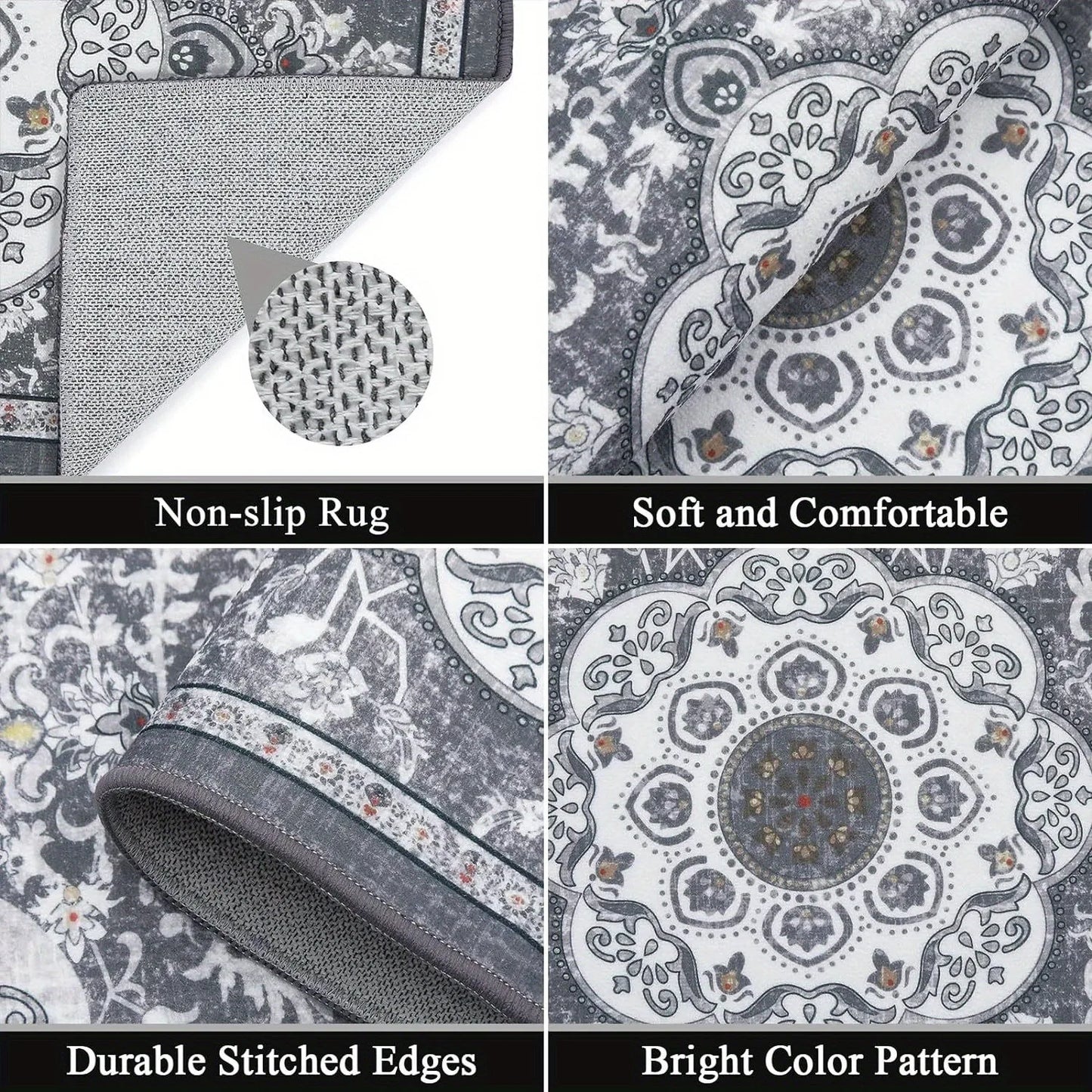 3-pcs floor mat set with non-slip bottom