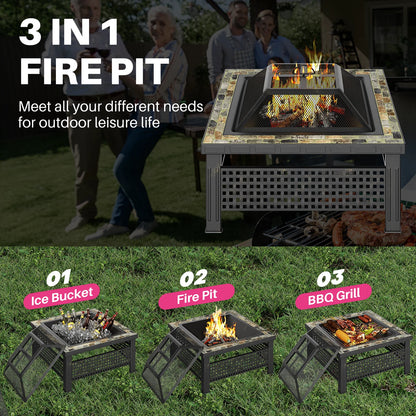 30 Inch, 3-in-1 Multipurpose Firepits for Yard, Garden, Patio
