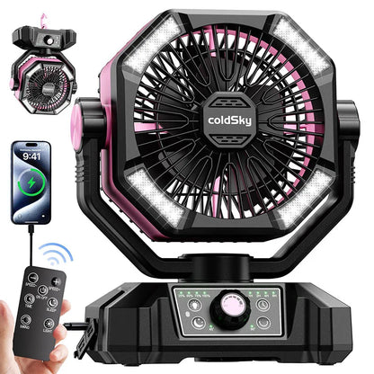 20000mAh Battery Camping Fan with 4 LED Lantern 8 Speeds