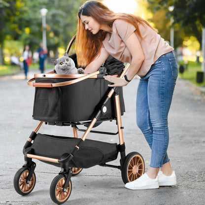 360° Rubber Wheels and Shock Absorption Dog Buggy