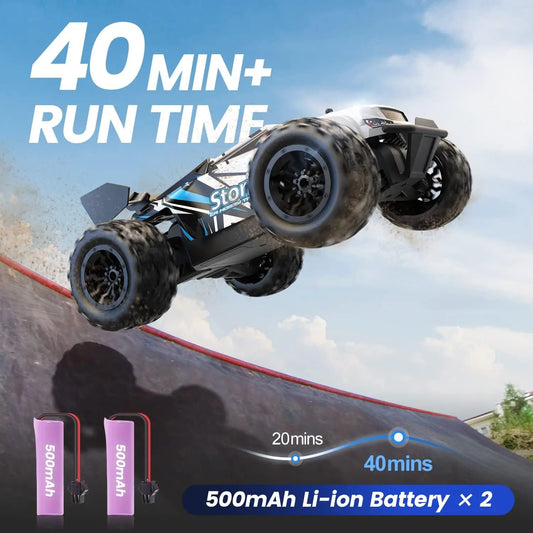 All-Terrain RC Truck: Age 8-12, 2 Batteries, 40 Min Play, Off-Road