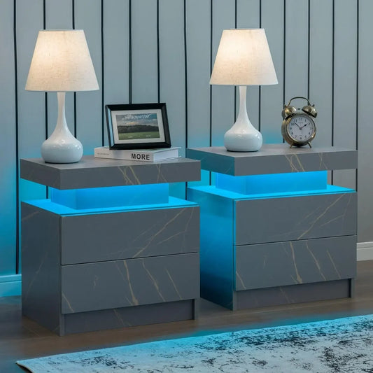 Bedside Tables with Touch Light, with 2 Drawers