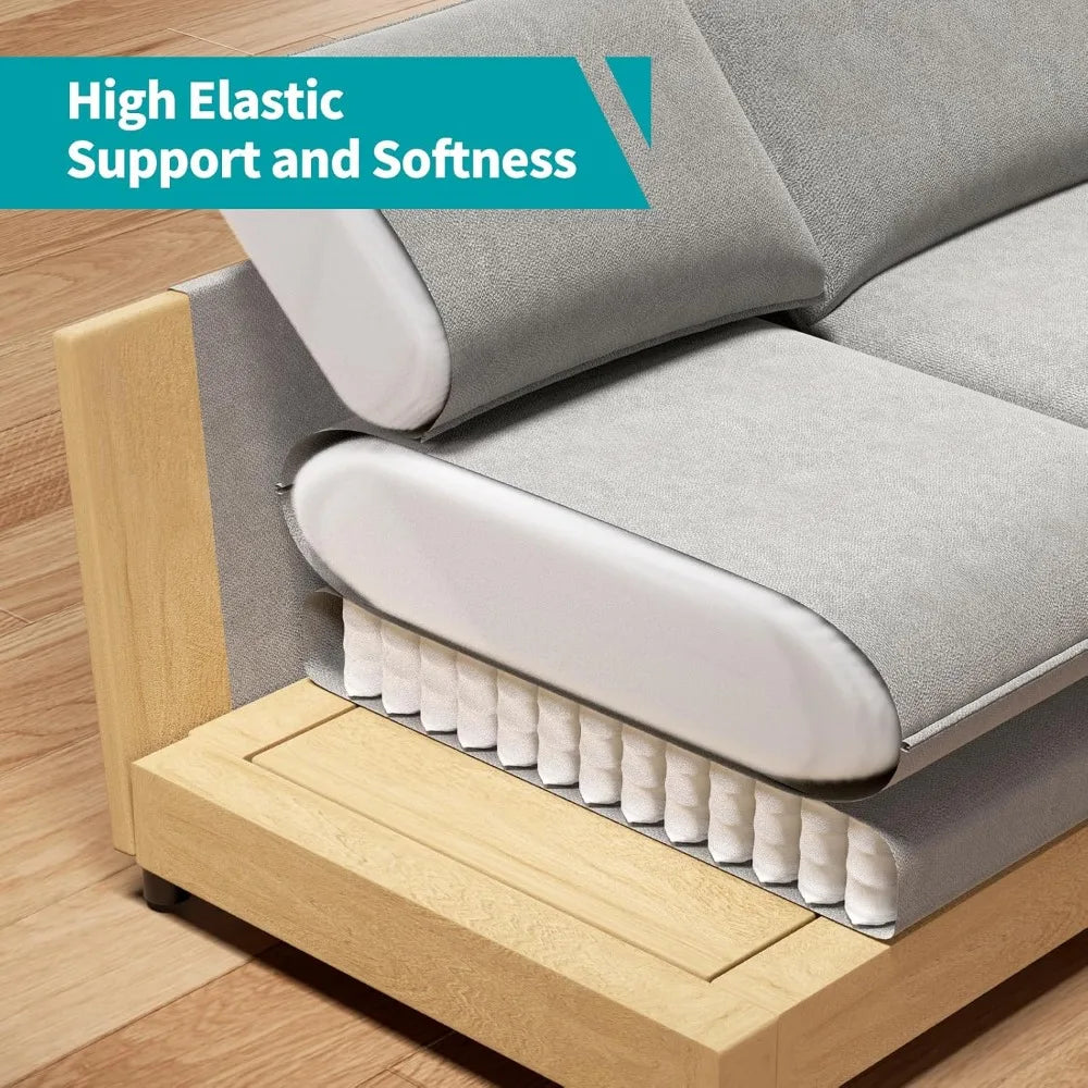 117" Oversized Sectional Sofa with Movable Ottoman