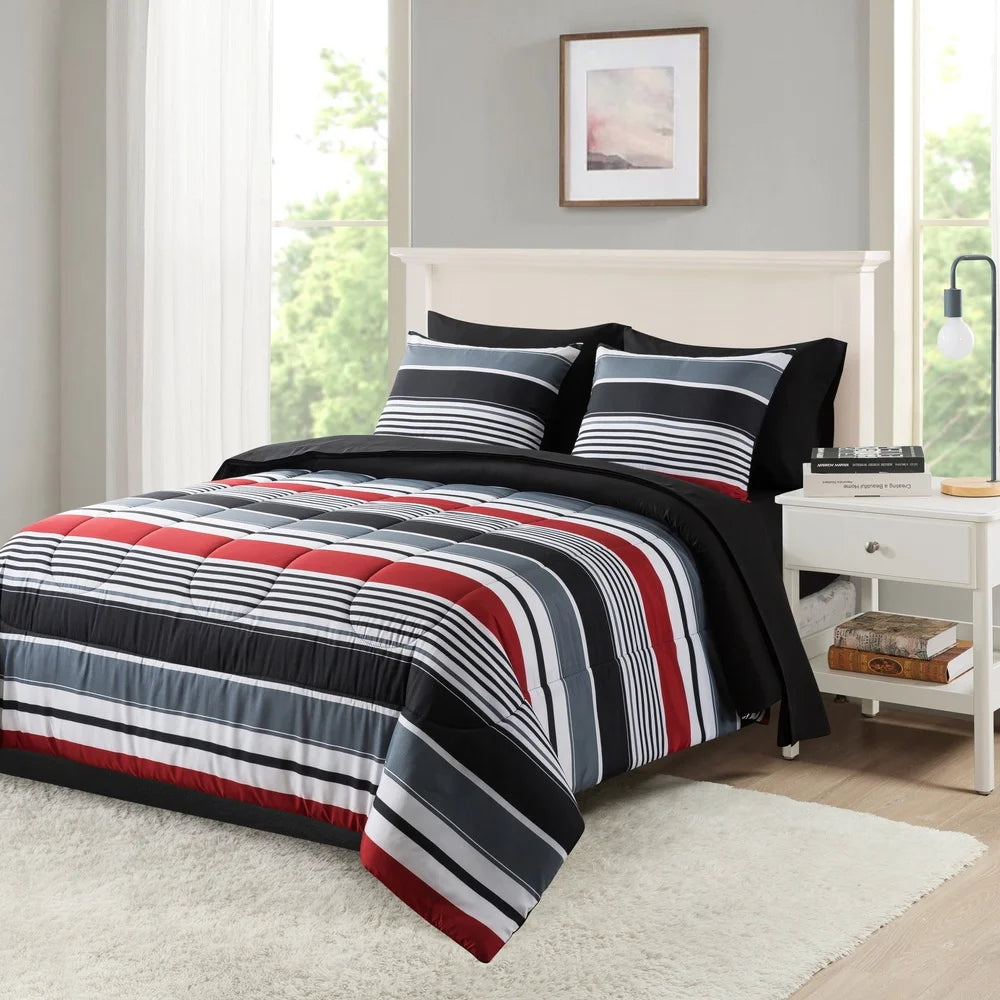 7 Piece Queen Comforter Reversible Bedding Set