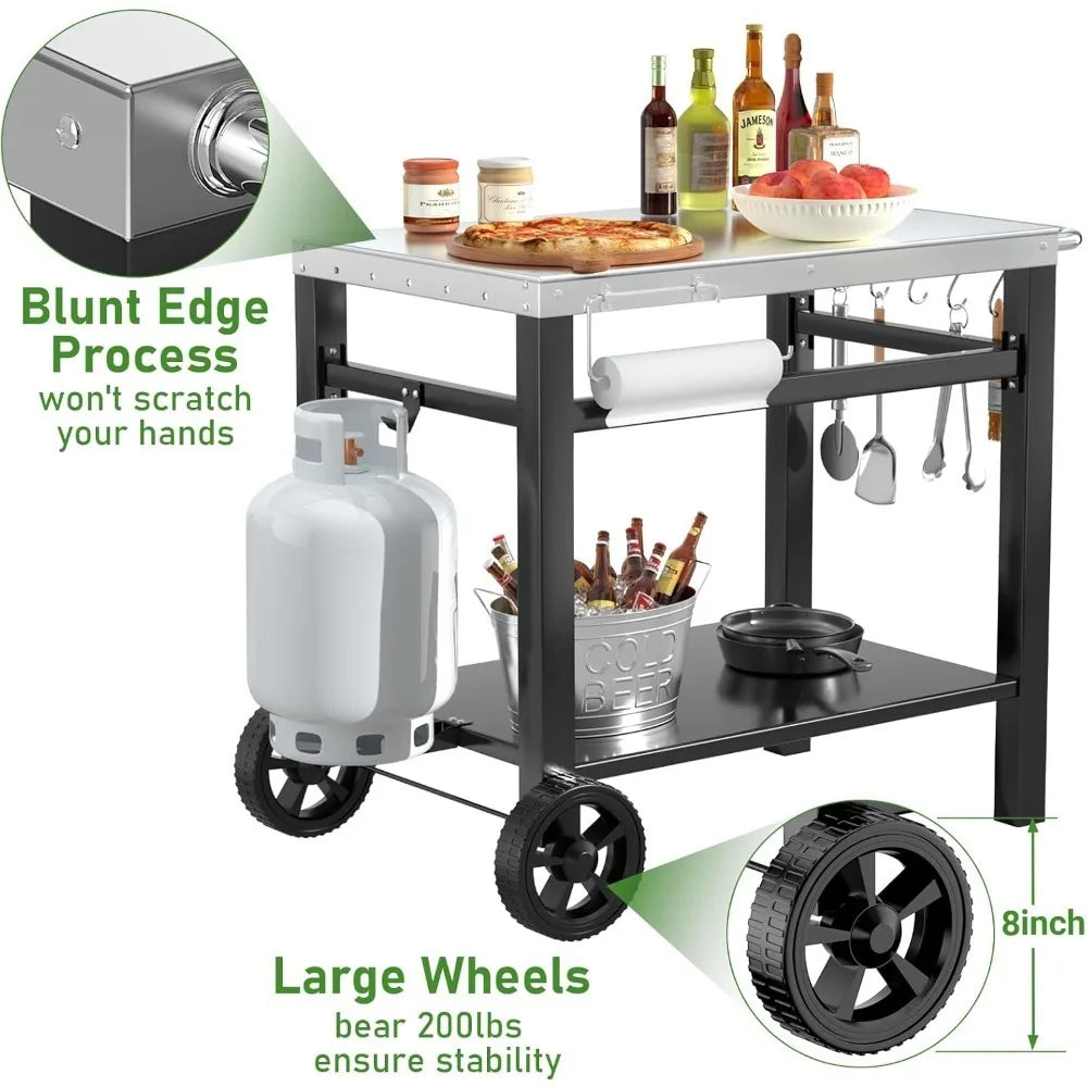 Outdoor Grill Stand Cart for Ninja Woodfire & Blackstone Griddle